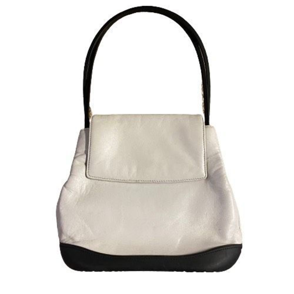 Authentic Bally White Leather w/ Black Rubber Bottom Small Purse